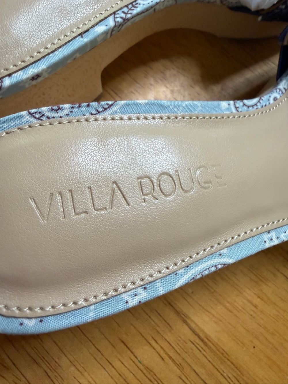 Villa Rouge Sage Bandana Print Clogs Navy White Size 5M Womens Slides New - Picture 7 of 8
